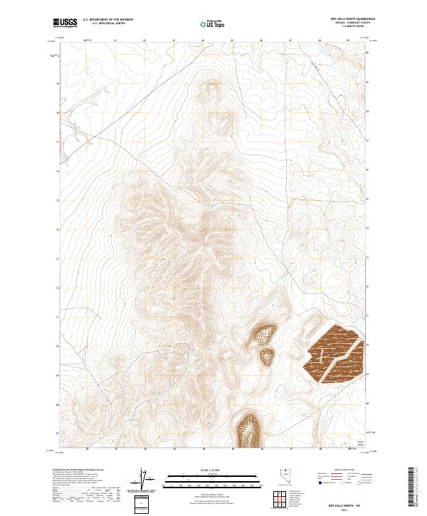 US Topo 7.5-minute map for Dry Hills North NV