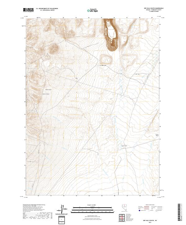 US Topo 7.5-minute map for Dry Hills South NV