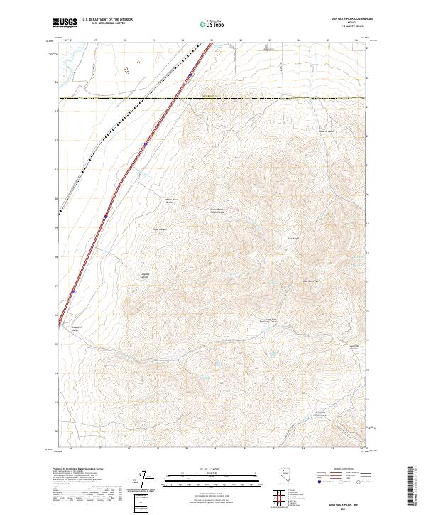 US Topo 7.5-minute map for Dun Glen Peak NV