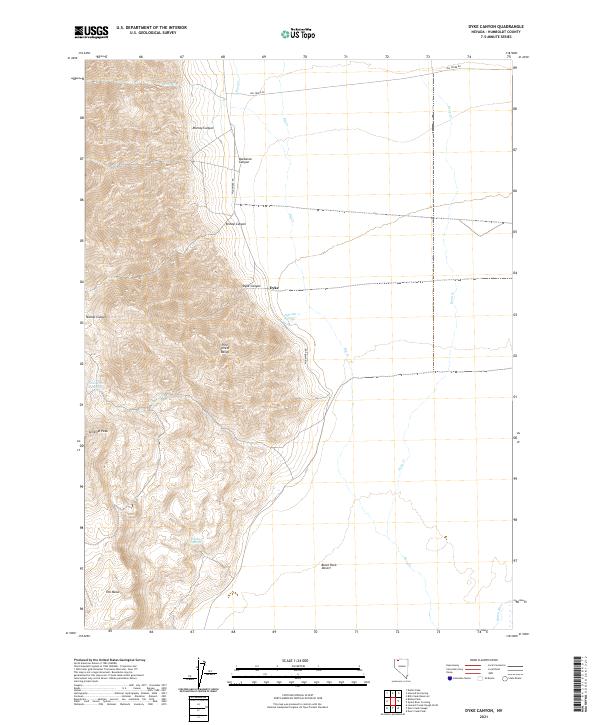 US Topo 7.5-minute map for Dyke Canyon NV