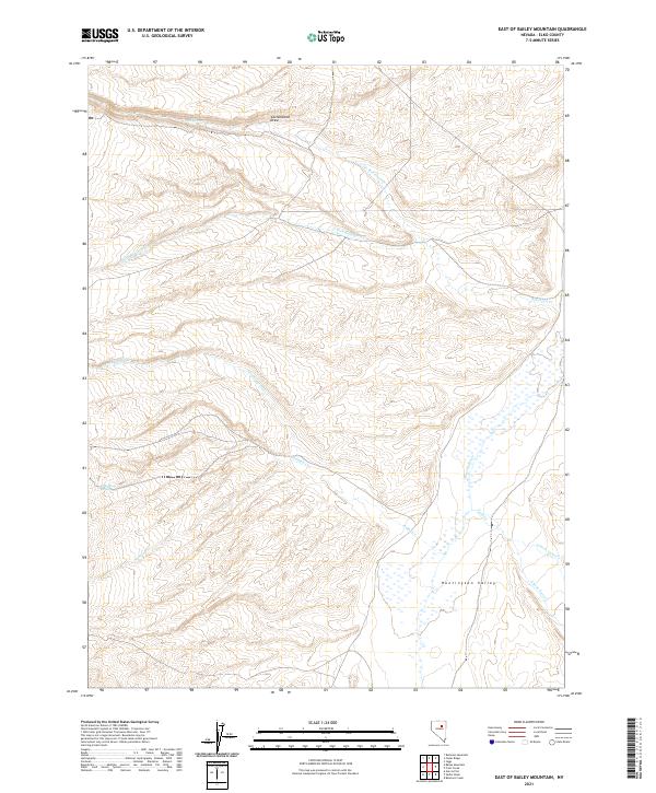 US Topo 7.5-minute map for East of Bailey Mountain NV