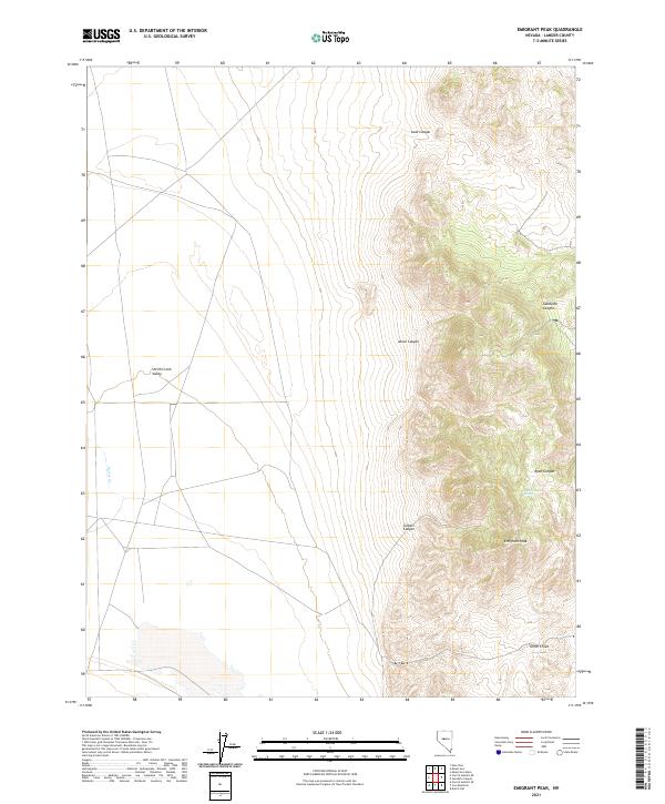 US Topo 7.5-minute map for Emigrant Peak NV