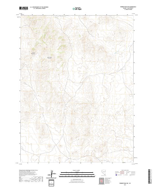 US Topo 7.5-minute map for Ferber Peak NW NV