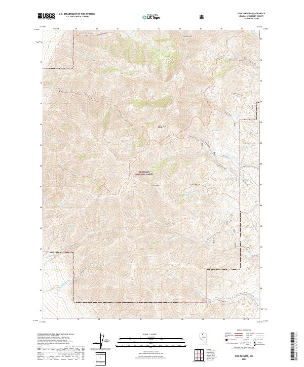 US Topo 7.5-minute map for Five Fingers NV