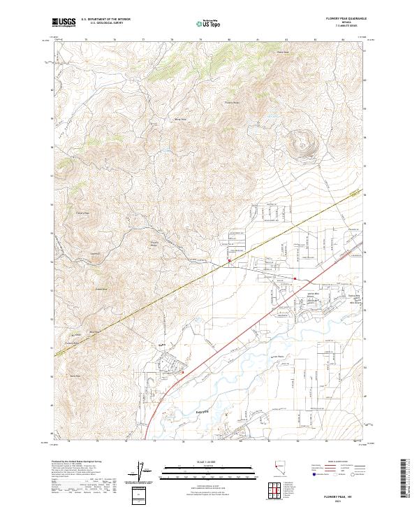 US Topo 7.5-minute map for Flowery Peak NV