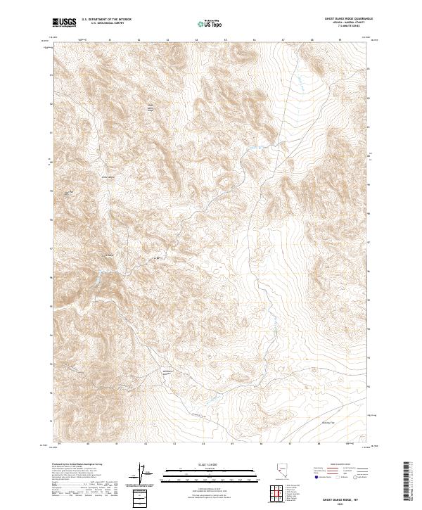 US Topo 7.5-minute map for Ghost Dance Ridge NV