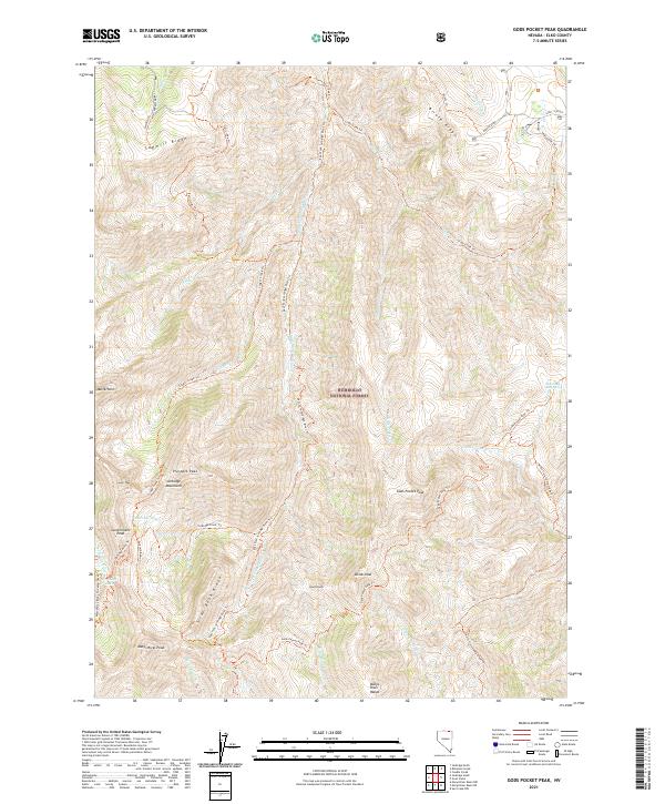 US Topo 7.5-minute map for Gods Pocket Peak NV