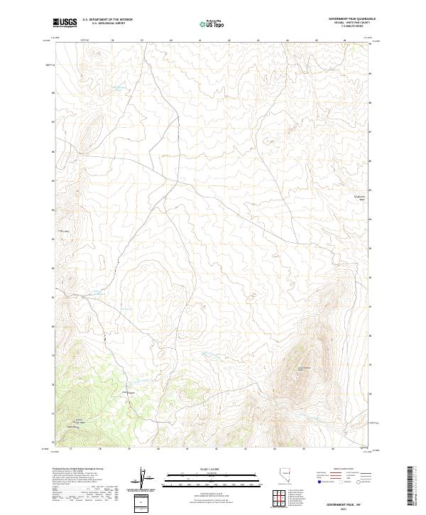 US Topo 7.5-minute map for Government Peak NV