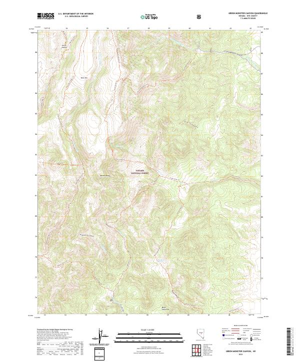 US Topo 7.5-minute map for Green Monster Canyon NV