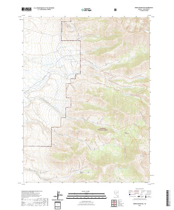 US Topo 7.5-minute map for Green Mountain NV