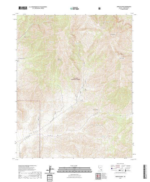 US Topo 7.5-minute map for Griffith Peak NV
