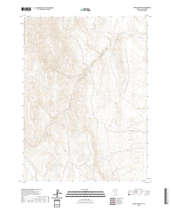 US Topo 7.5-minute map for Hanks Creek NE NV