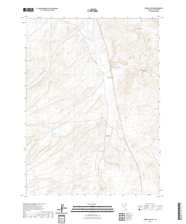US Topo 7.5-minute map for Harris Canyon NV