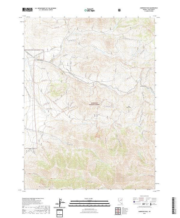 US Topo 7.5-minute map for Harrison Pass NV