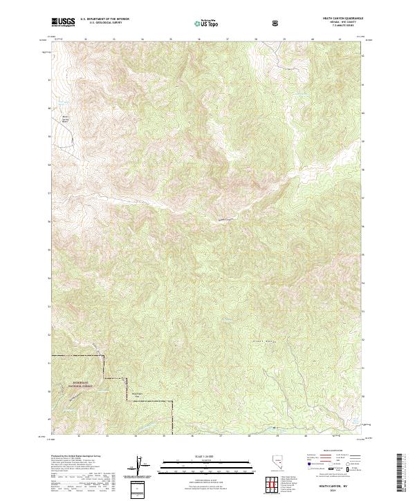 US Topo 7.5-minute map for Heath Canyon NV
