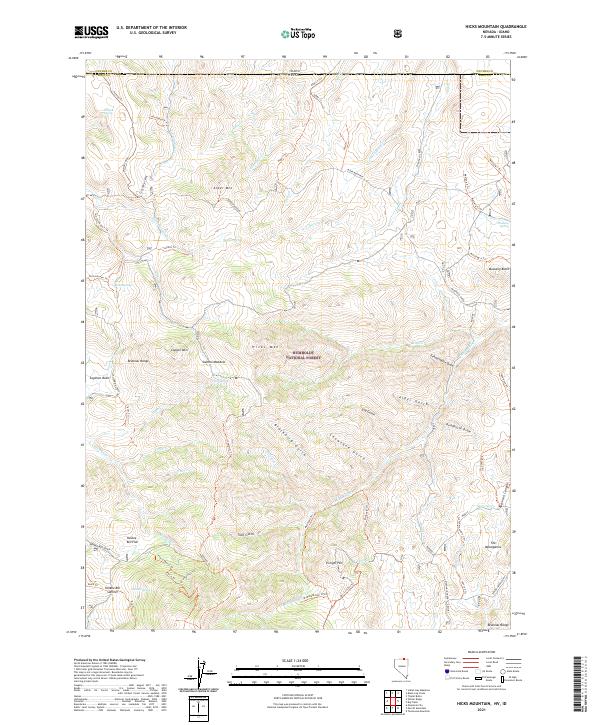 US Topo 7.5-minute map for Hicks Mountain NVID