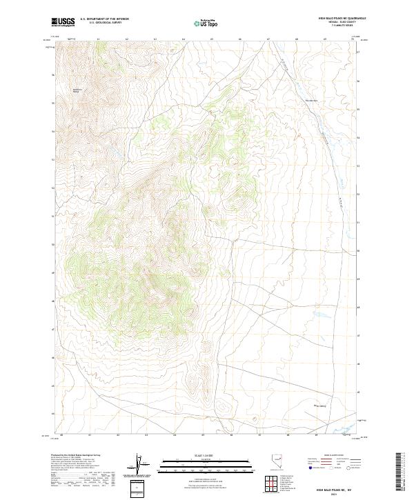 US Topo 7.5-minute map for High Bald Peaks NE NV