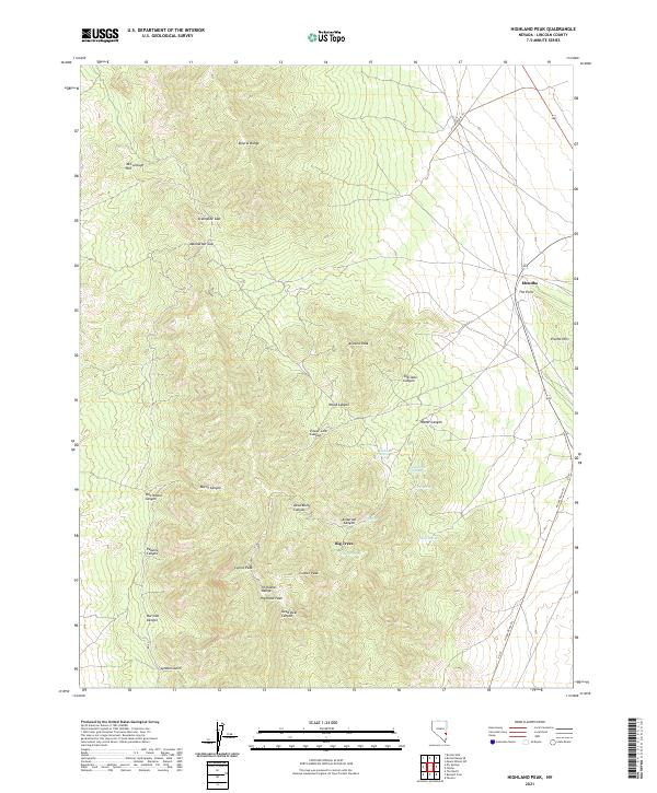 US Topo 7.5-minute map for Highland Peak NV