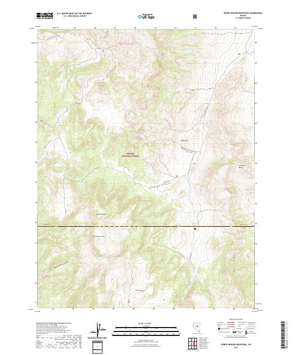 US Topo 7.5-minute map for Horse Heaven Mountain NV