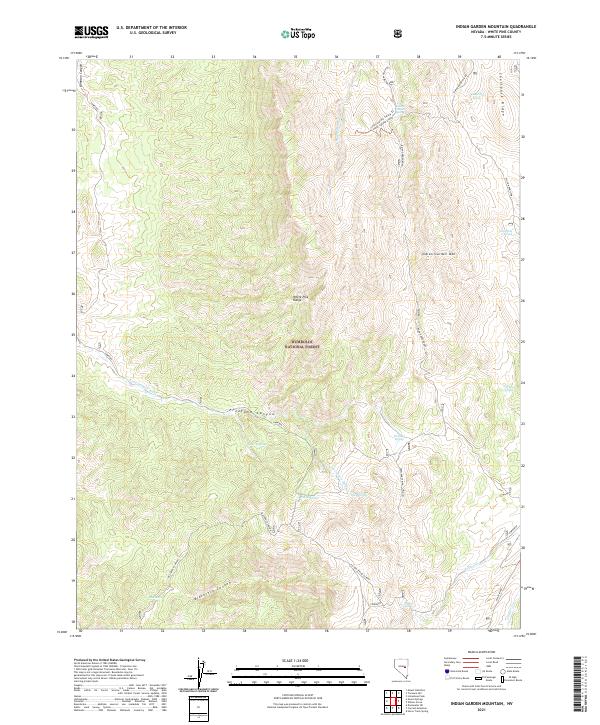 US Topo 7.5-minute map for Indian Garden Mountain NV