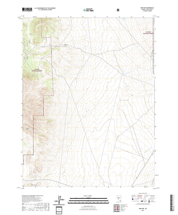 US Topo 7.5-minute map for Ione NW NV