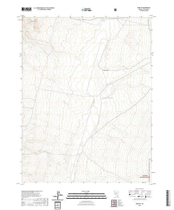US Topo 7.5-minute map for Ione SW NV