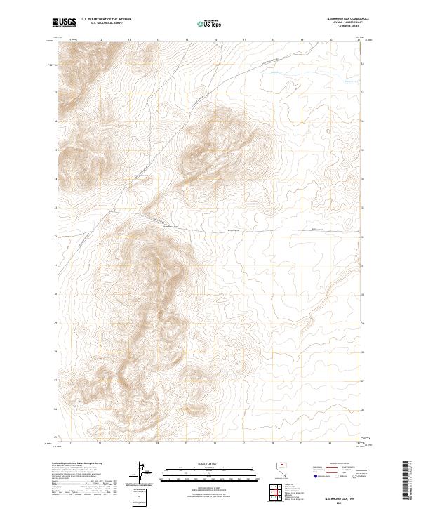 US Topo 7.5-minute map for Izzenhood Gap NV