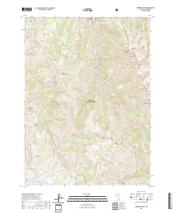 US Topo 7.5-minute map for Jarbidge South NV