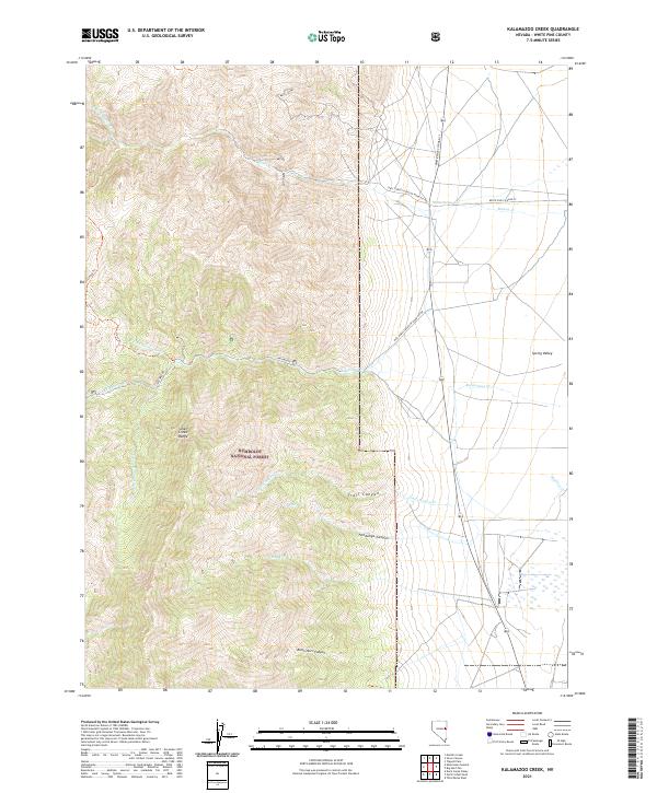 US Topo 7.5-minute map for Kalamazoo Creek NV