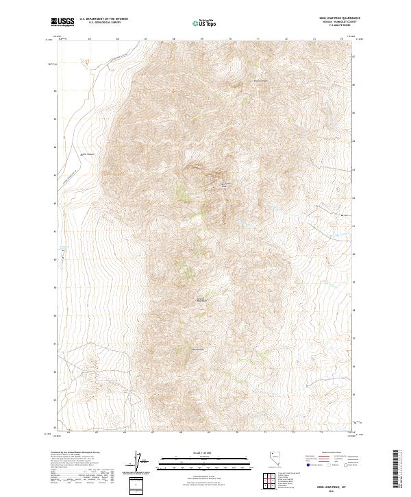 US Topo 7.5-minute map for King Lear Peak NV