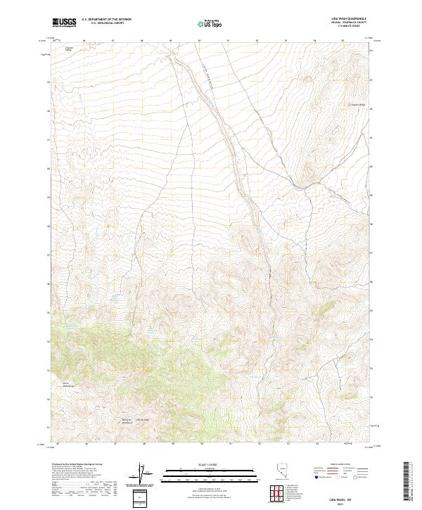 US Topo 7.5-minute map for Lida Wash NV