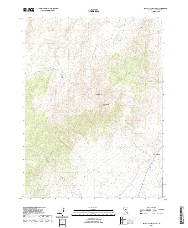 US Topo 7.5-minute map for Manhattan Mountain NV