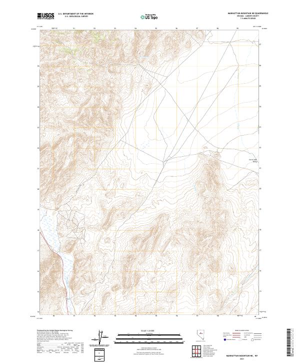 US Topo 7.5-minute map for Manhattan Mountain NE NV