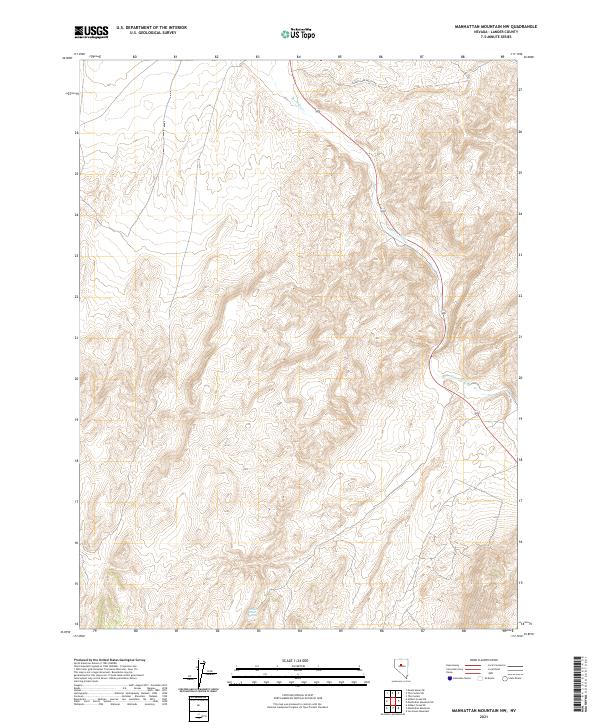US Topo 7.5-minute map for Manhattan Mountain NW NV