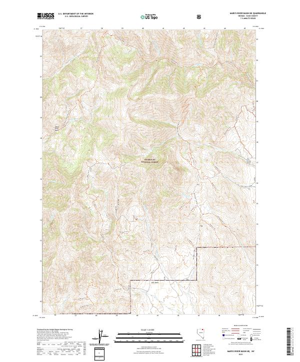US Topo 7.5-minute map for Marys River Basin NE NV