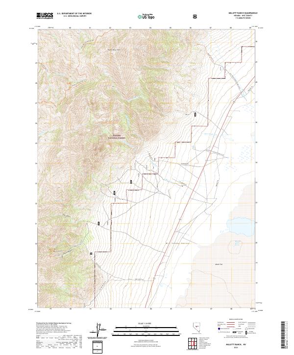 US Topo 7.5-minute map for Millett Ranch NV