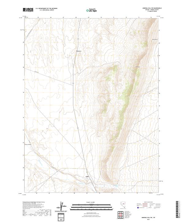 US Topo 7.5-minute map for Mineral Hill SW NV