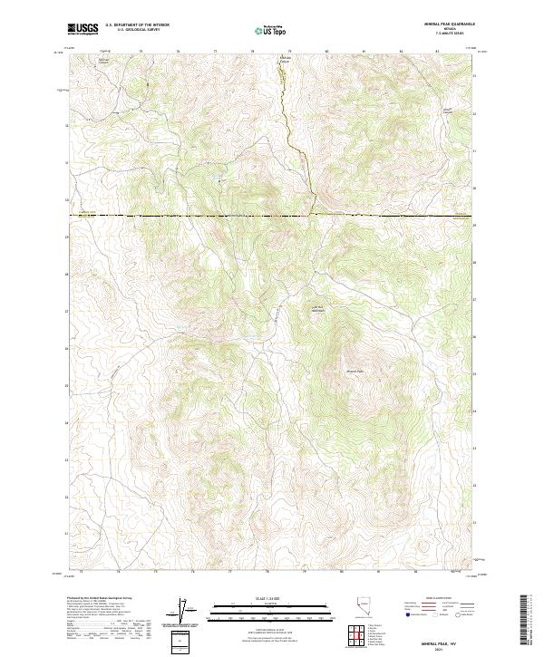 US Topo 7.5-minute map for Mineral Peak NV