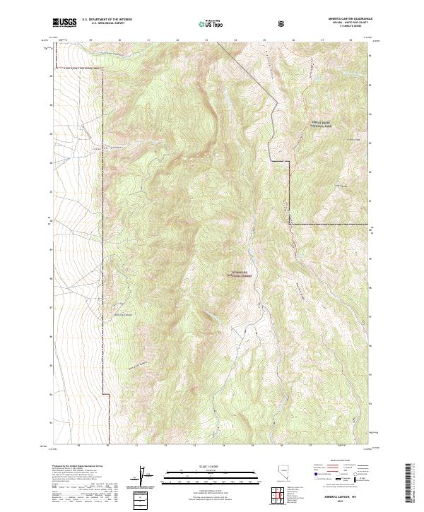 US Topo 7.5-minute map for Minerva Canyon NV