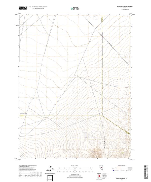 US Topo 7.5-minute map for Moody Peak NW NV