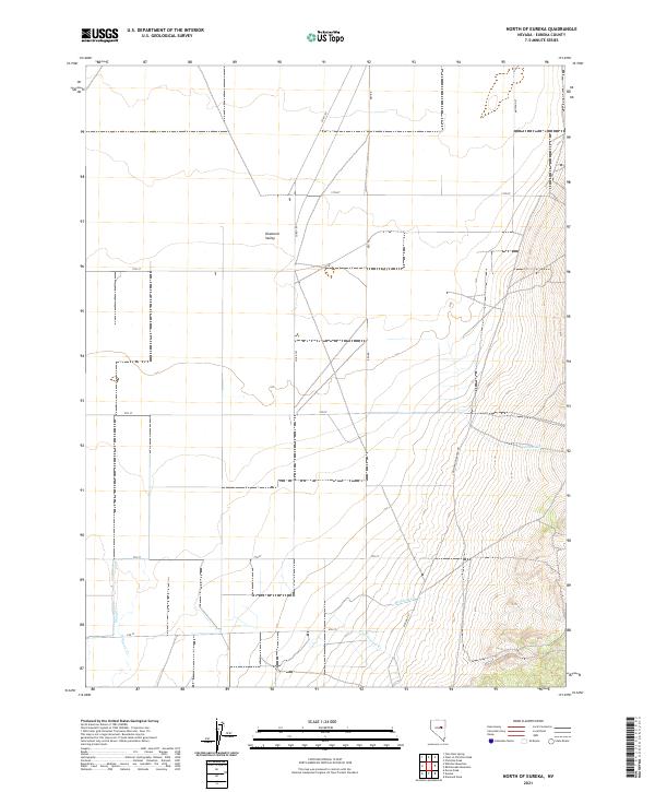 US Topo 7.5-minute map for North of Eureka NV