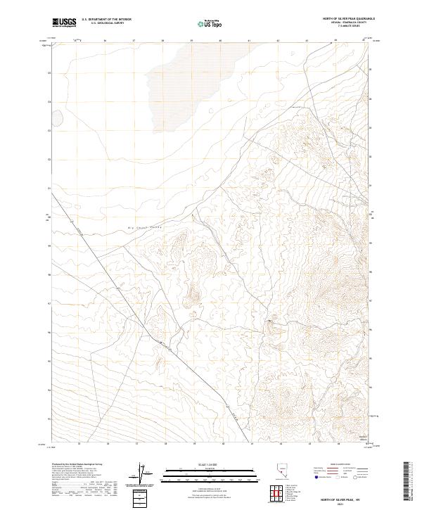 US Topo 7.5-minute map for North of Silver Peak NV