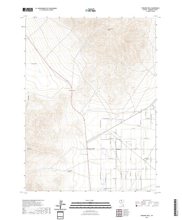 US Topo 7.5-minute map for Paradise Well NV
