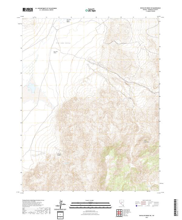 US Topo 7.5-minute map for Rhyolite Ridge SW NV