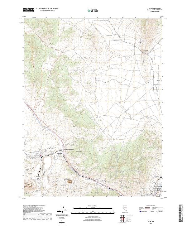 Map For Ruth US Topo 7.5-minute map for Ruth NV – American Map Store