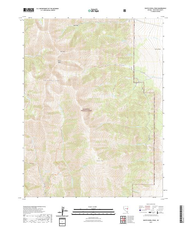 US Topo 7.5-minute map for South Schell Peak NV