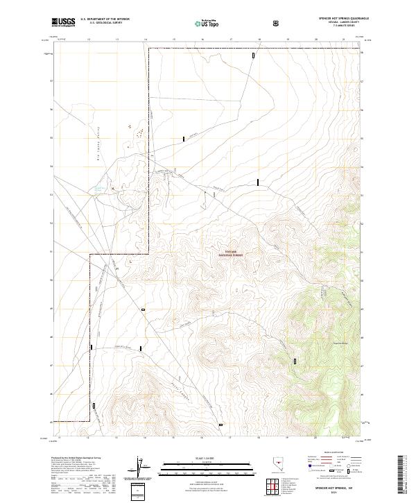 US Topo 7.5-minute map for Spencer Hot Springs NV