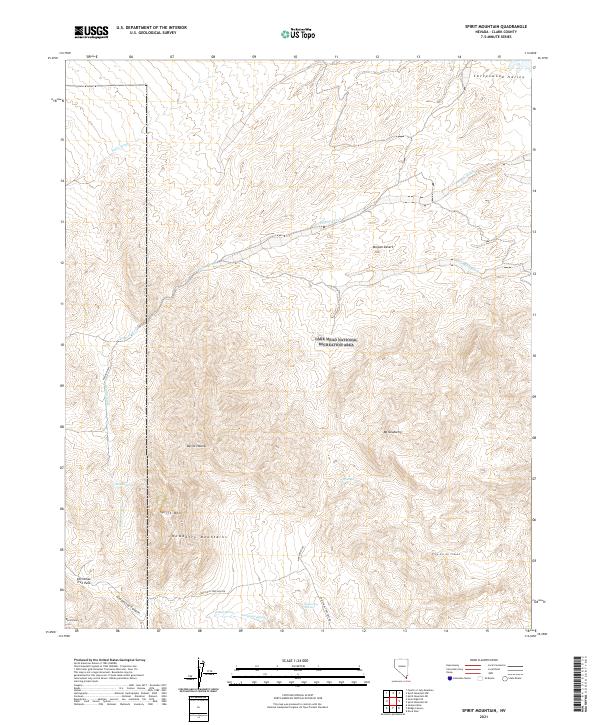 US Topo 7.5-minute map for Spirit Mountain NV