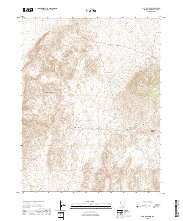 US Topo 7.5-minute map for Split Mountain NV