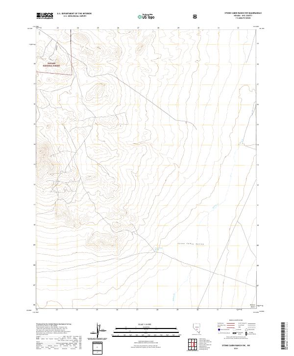 US Topo 7.5-minute map for Stone Cabin Ranch SW NV